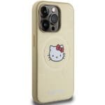 Hello Kitty HKHMP14LPGHCKD Gold Hardcase Leather Kitty Head MagSafe Kryt iPhone 14 Pro