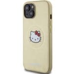 Hello Kitty HKHMP14SPGHCKD Gold Hardcase Leather Kitty Head MagSafe Kryt iPhone 13/14/15