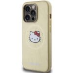 Hello Kitty HKHMP14XPGHCKD Gold Hardcase Leather Kitty Head MagSafe Kryt iPhone 14 Pro Max