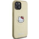 Hello Kitty HKHMP15SPGHCKD Gold Hardcase Leather Kitty Head MagSafe Kryt iPhone 13/14/15