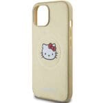 Hello Kitty HKHMP15SPGHCKD Gold Hardcase Leather Kitty Head MagSafe Kryt iPhone 13/14/15