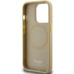 Hello Kitty HKHMP15XPGHCKD Gold Hardcase Leather Kitty Head MagSafe Kryt iPhone 15 Pro Max