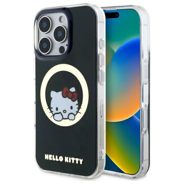 Hello Kitty HKHMP16LHSWKK Black Hardcase IML Sweet Kitty MagSafe Kryt iPhone 16 Pro