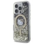 Hello Kitty HKHMP16LLGDIK Black Gold Hardcase Liquid Glitter Fever Kryt iPhone 16 Pro