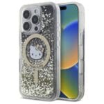 Hello Kitty HKHMP16LLGDIK Black Gold Hardcase Liquid Glitter Fever Kryt iPhone 16 Pro
