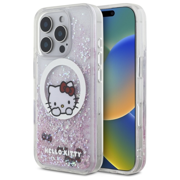 Hello Kitty HKHMP16LLSWKH White Hardcase Liquid Glitter Sweet Kitty Bows M Kryt iPhone 16 Pro