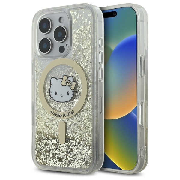 Hello Kitty HKHMP16XLGDIH White Gold Hardcase Liquid Glitter Fev Kryt iPhone 16 Pro Max