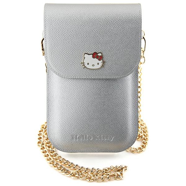 Hello Kitty HKOWBPGHDLMS Silver Leather Handbag with Metal Logo and Chain