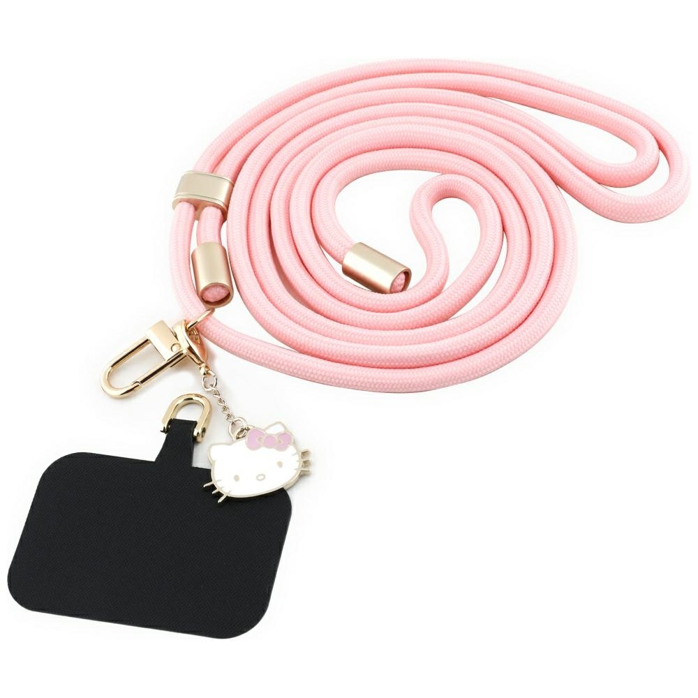 Hello Kitty Patch & Kitty Head Charm Universal Phone Lanyard Pink
