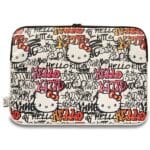 Hello Kitty Sleeve HKCSZPDGPTE 14" Beige Zip PU Tags Graffiti