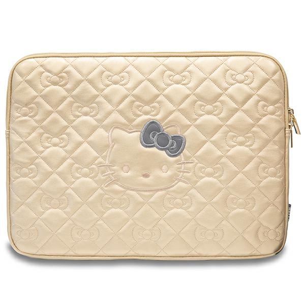 Hello Kitty Sleeve HKCSZPEKHBPD 14" Gold Zip PU Quilted Bows
