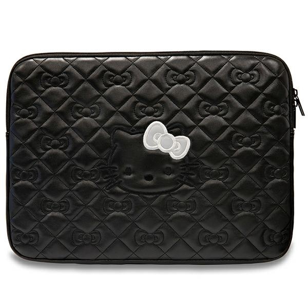 Hello Kitty Sleeve HKCSZPEKHBPK 14" Black Zip PU Quilted Bows