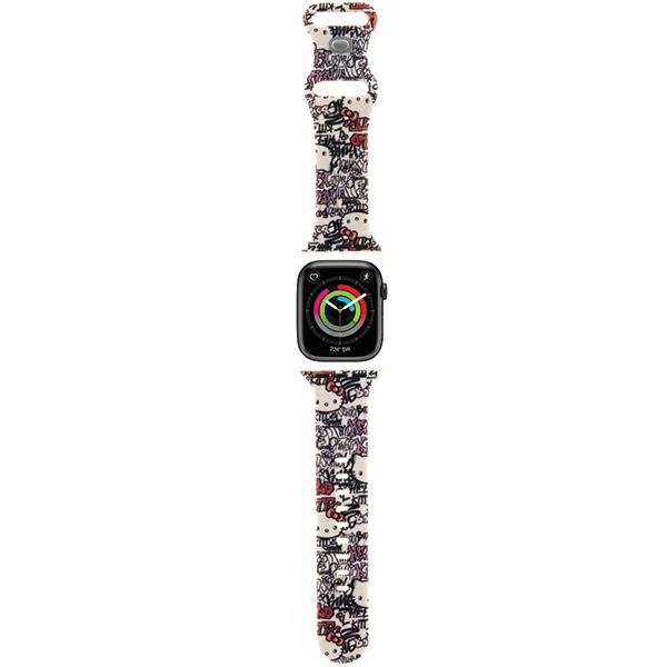 Hello Kitty Strap HKAWMSDGPTE Apple Watch SE/11/10/9/8/7/6/5/4/3 (42/41/40/38mm) Beige Strap Silicone Tags Graffiti