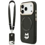 Karl Lagerfeld Big Strap Choupette Metal Logo MagSafe Black Kryt iPhone 17 Pro Max