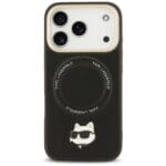 Karl Lagerfeld Big Strap Choupette Metal Logo MagSafe Black Kryt iPhone 17 Pro Max