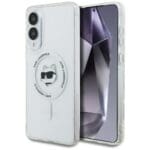 Karl Lagerfeld Button Choupette Head Printed Logo MagSafe White Kryt Samsung Galaxy S25 Edge