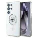Karl Lagerfeld Button Choupette Head Printed Logo MagSafe White Kryt Samsung Galaxy S25 Ultra