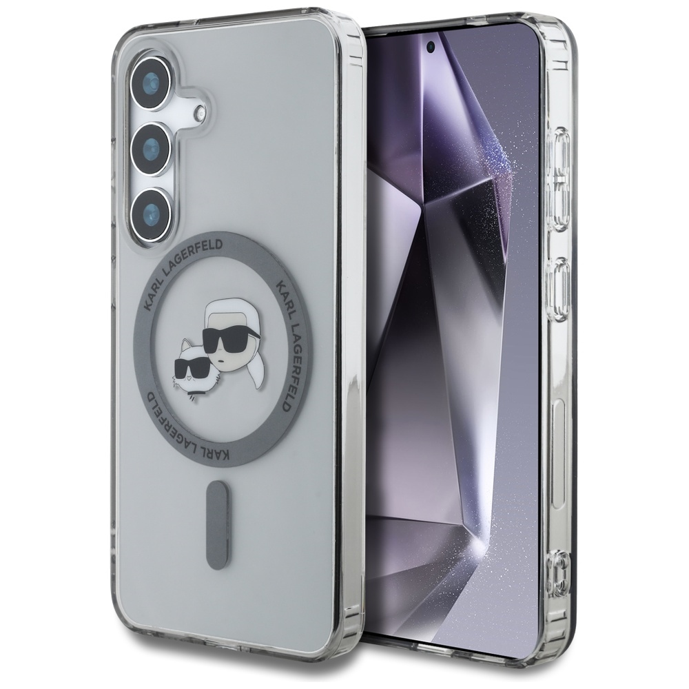 Karl Lagerfeld Button Karl & Choupette Heads Printed Logo MagSafe Black Kryt Samsung Galaxy S25
