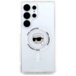Karl Lagerfeld Button Karl Head Printed Logo MagSafe White Kryt Samsung Galaxy S25 Ultra