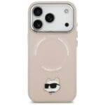 Karl Lagerfeld Choupette Pin MagSafe Pink Kryt iPhone 17 Pro Max
