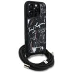 Karl Lagerfeld Crossbody Grained Pattern & Logo Black Kryt iPhone 16 Pro