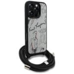 Karl Lagerfeld Crossbody Grained Pattern & Logo Grey Kryt iPhone 16 Pro Max