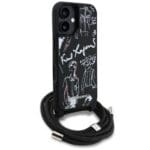 Karl Lagerfeld Crossbody Grained Pattern & Logo MagSafe Black Kryt iPhone 16