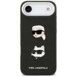 Karl Lagerfeld FW Grained Karl & Choupette Heads Pins & Logo Black Kryt iPhone 17 Air