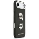 Karl Lagerfeld FW Grained Karl & Choupette Heads Pins & Logo Black Kryt iPhone 17 Air