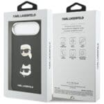 Karl Lagerfeld FW Grained Karl & Choupette Heads Pins & Logo Black Kryt iPhone 17 Air