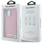 Karl Lagerfeld FW Metal Plate MagSafe Pink Kryt iPhone 15