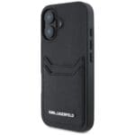 Karl Lagerfeld HC Grained PU Cardslot Metal Elong Black Kryt iPhone 16