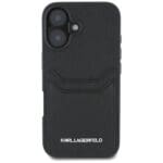 Karl Lagerfeld HC Grained PU Cardslot Metal Elong Black Kryt iPhone 16