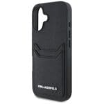 Karl Lagerfeld HC Grained PU Cardslot Metal Elong Black Kryt iPhone 16