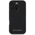 Karl Lagerfeld HC Grained PU Cardslot Metal Elong Black Kryt iPhone 16 Pro