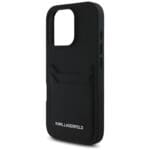 Karl Lagerfeld HC Grained PU Cardslot Metal Elong Black Kryt iPhone 16 Pro Max