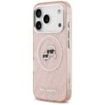 Karl Lagerfeld IML Glitter Karl & Choupette Heads Logo MagSafe Pink Kryt iPhone 17 Pro