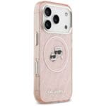 Karl Lagerfeld IML Glitter Karl & Choupette Heads Logo MagSafe Pink Kryt iPhone 17 Pro