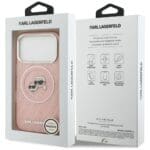Karl Lagerfeld IML Glitter Karl & Choupette Heads Logo MagSafe Pink Kryt iPhone 17 Pro