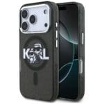 Karl Lagerfeld IML Glitter Karl & Choupette Sketch Logo MagSafe Black Kryt iPhone 17 Pro