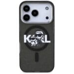 Karl Lagerfeld IML Glitter Karl & Choupette Sketch Logo MagSafe Black Kryt iPhone 17 Pro