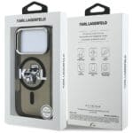 Karl Lagerfeld IML Glitter Karl & Choupette Sketch Logo MagSafe Black Kryt iPhone 17 Pro