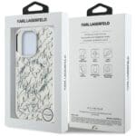 Karl Lagerfeld IML Karl Script Pattern MagSafe White Kryt iPhone 16 Pro