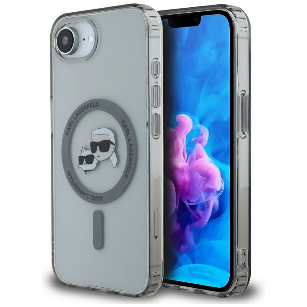Karl Lagerfeld IML Metal Karl & Choupette Heads MagSafe Black Kryt iPhone 16e