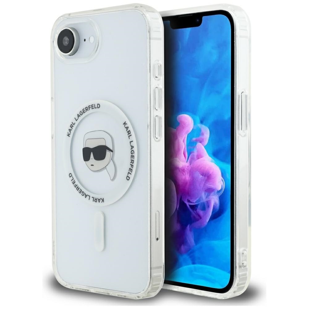 Karl Lagerfeld IML Metal Karl Head MagSafe White Kryt iPhone 16e