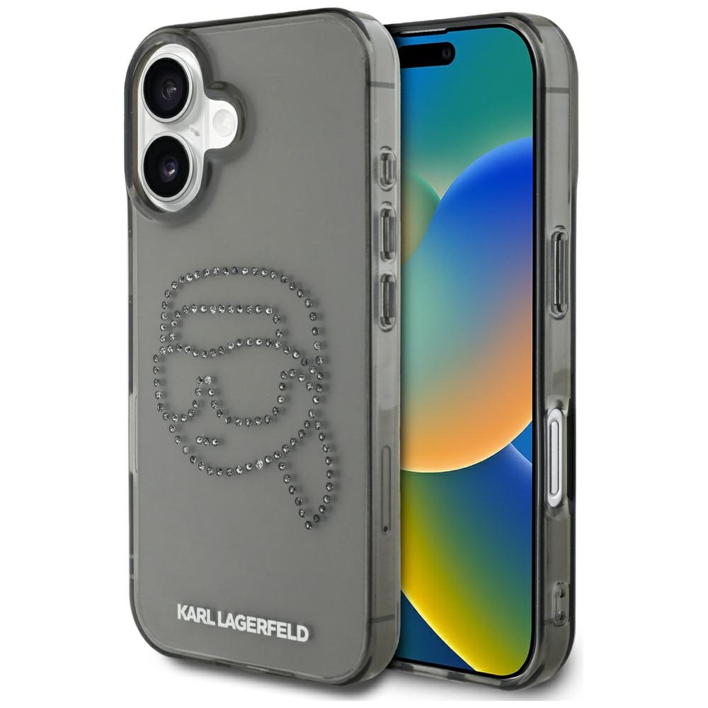 Karl Lagerfeld IML Rhinestones Karl Head Black Kryt iPhone 16
