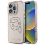 Karl Lagerfeld IML Rhinestones Karl Head Pink Kryt iPhone 16 Pro