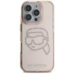 Karl Lagerfeld IML Rhinestones Karl Head Pink Kryt iPhone 16 Pro