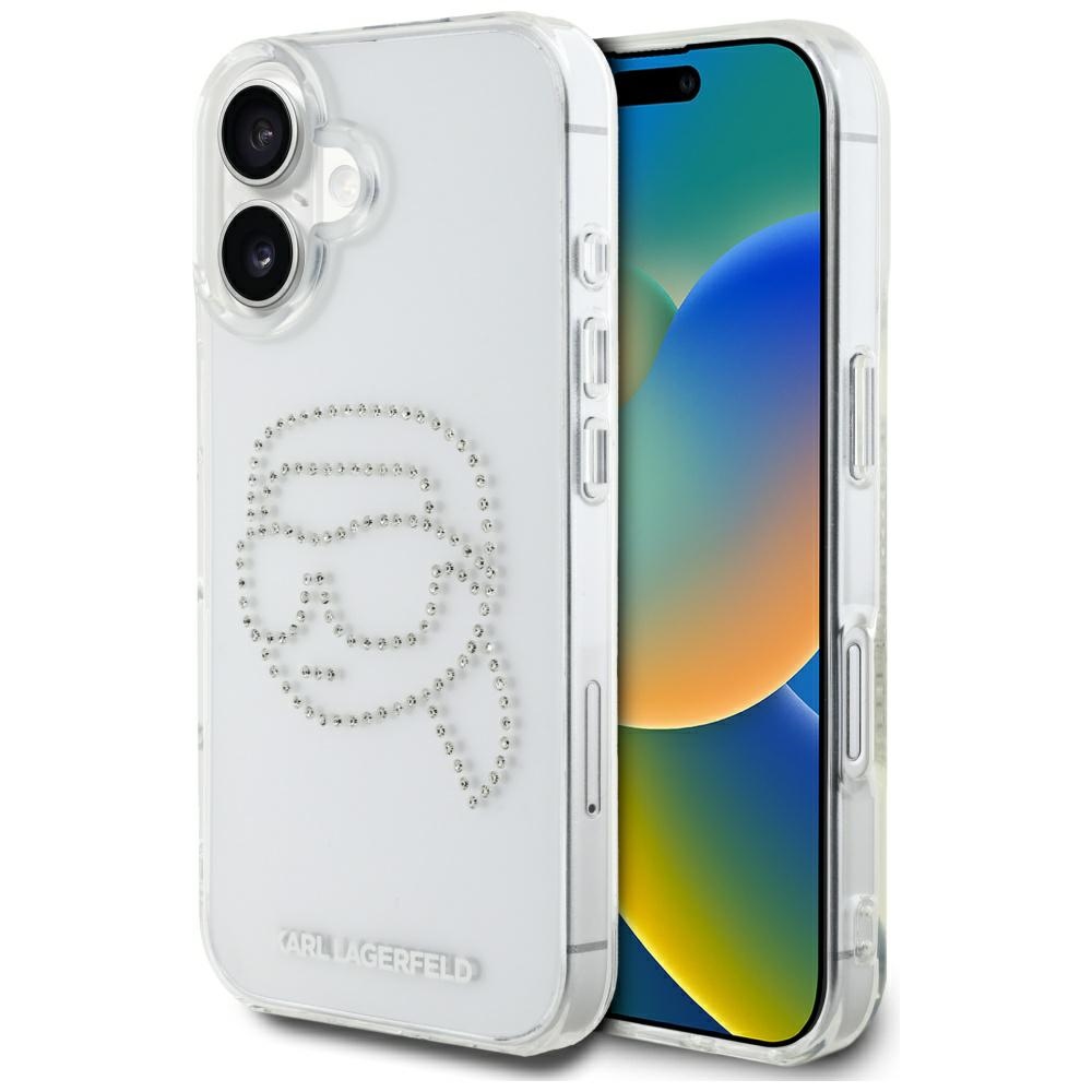 Karl Lagerfeld IML Rhinestones Karl Head Transparent Kryt iPhone 16