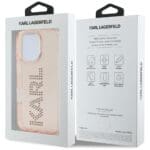 Karl Lagerfeld IML Rhinestones Logo Pink Kryt iPhone 16 Pro Max